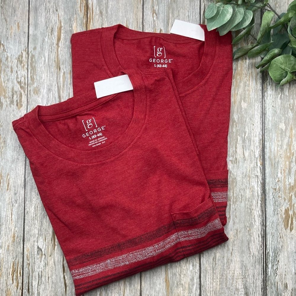 Men's Short Sleeve Crewneck Fashion T-Shirts with Pocket 2-Pack Size L